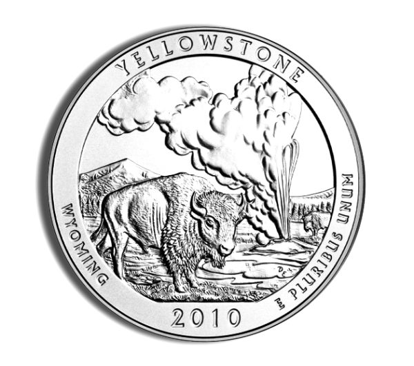 2010-P 5 oz ATB Yellowstone Silver Coin - Burnished (Cap Only)
