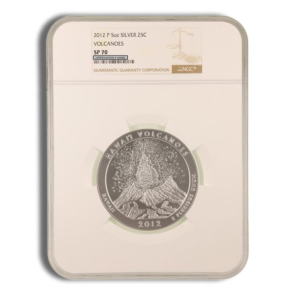 2012-P 5 Ounce ATB Hawaii Volcanoes Silver Coin NGC SP70