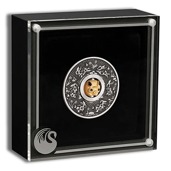 2023 1 oz Silver Year of the Rabbit Rotating Charm - Antiqued - Image 3