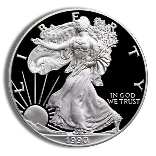 1990-S Proof Silver Eagle with Box & COA