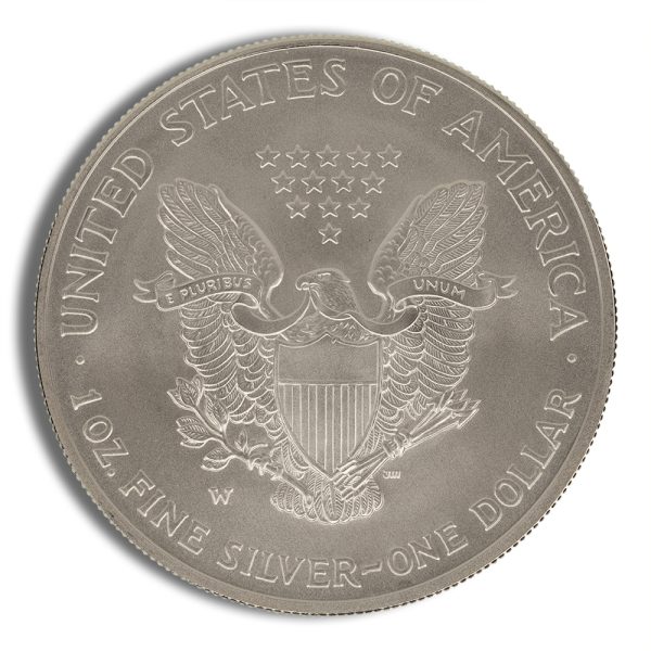 2008-W Reverse of 2007 Burnished Silver Eagle with Box & COA