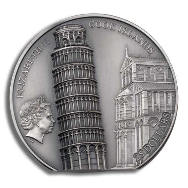 2022 5 oz Silver Cook Islands Leaning Tower of Pisa Coin - Image 3